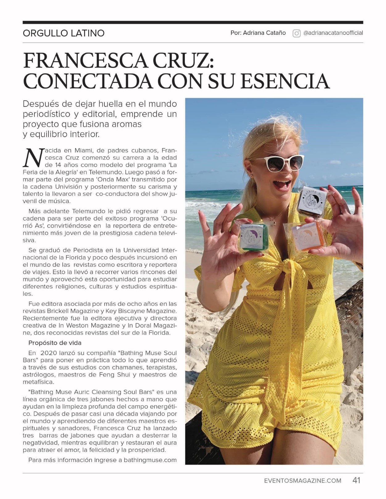 Francesca Cruz in Eventos Magazine